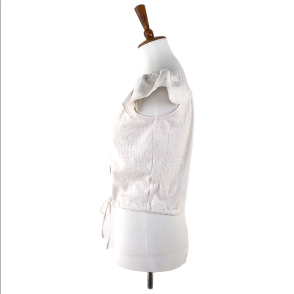 Madewell Creme Ruffle Sleeve Button Front Top, Small - Picture 3 of 7